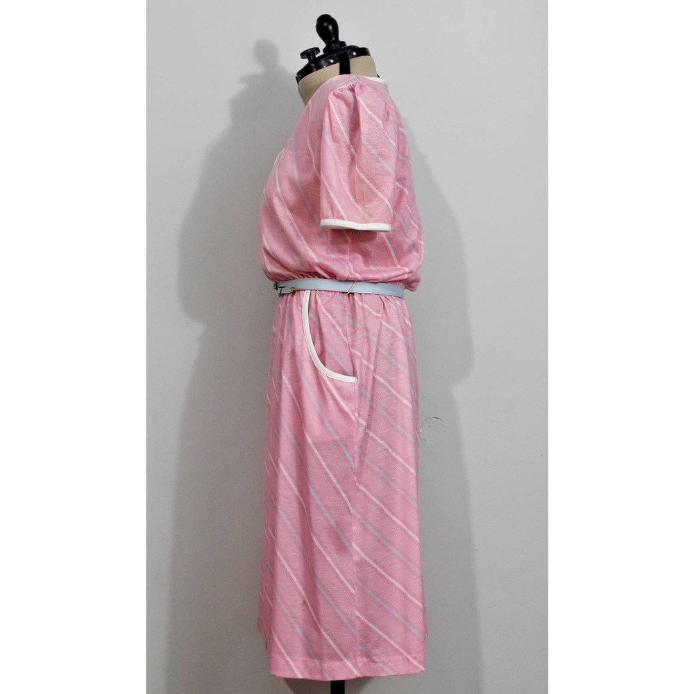 Times Up Le Temps Pink 80s Dress with Blue Stripes and Bolero - Picture 7 of 10